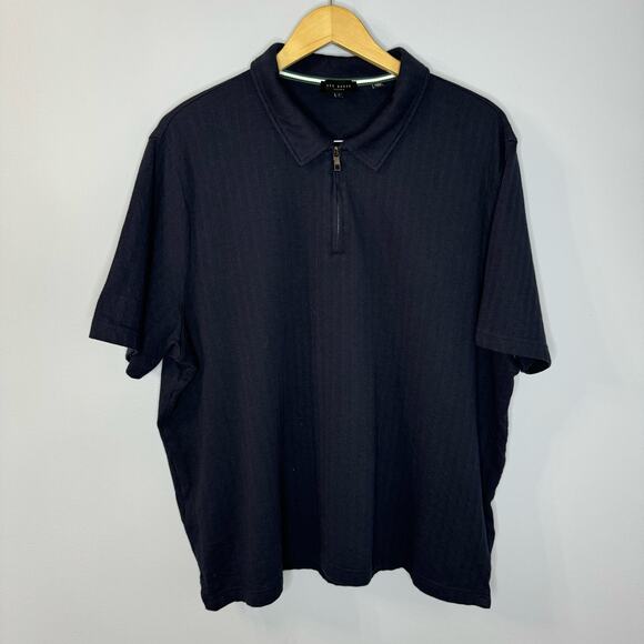 Ted Baker Speysid Short Sleeve Textured Zip Polo Shirt Blue Preppy Men's 3XL - Picture 3 of 13